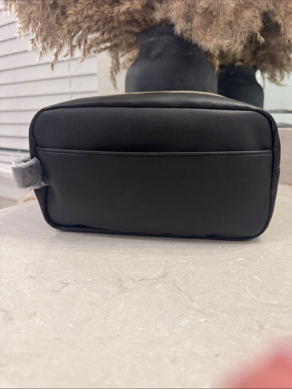 Men's Black Leather Toiletry Dopp Kit